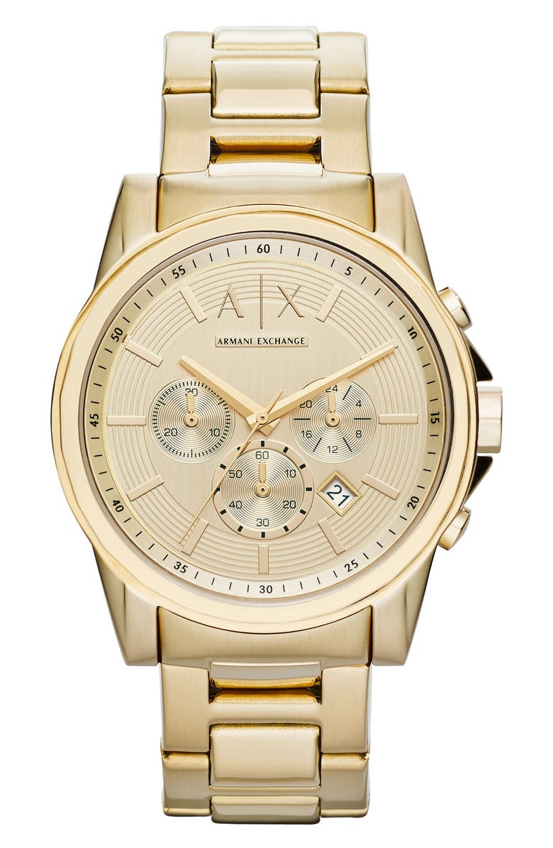 AX Armani Exchange Chronograph Bracelet Watch, 45mm, Main, color, Gold