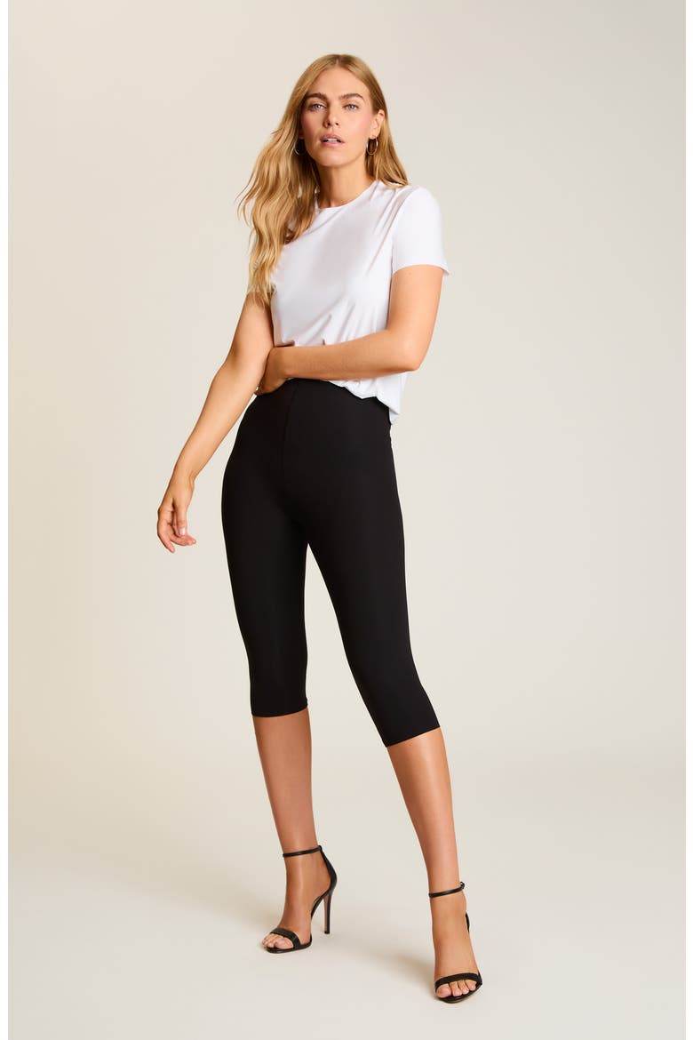 Neoprene Capri Leggings, Alternate, color, BLACK