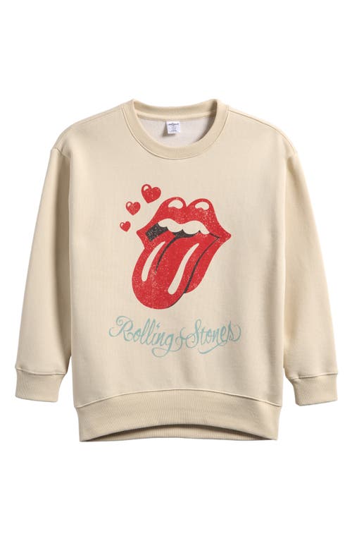 Treasure & Bond Kids' Oversize Graphic Sweatshirt In Ivory Dove Rolling Stones