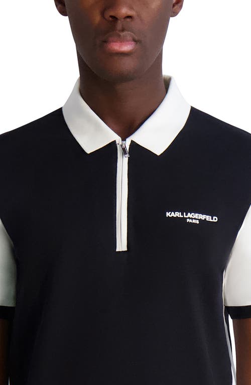 Karl Lagerfeld Paris Colorblock Stretch Cotton Zip Polo