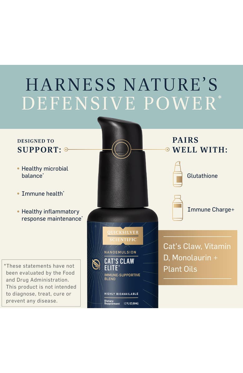 Quicksilver Scientific Nanoemulsified Cat's Claw Vitamin D and Monolaurin Liquid Supplement, Alternate, color, NO COLOR