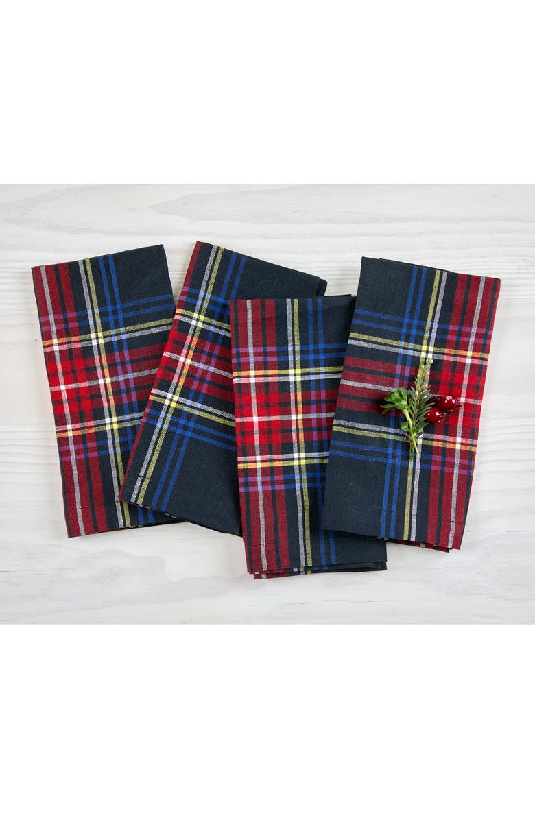 Solino Home Linen Dinner Napkins - Stewart Plaid, 20" x 20" Inch, Main, color, 