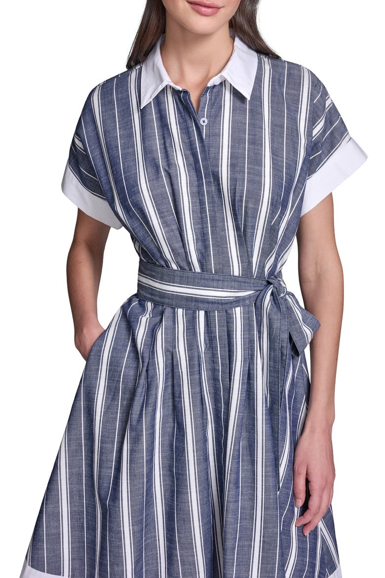 Melange Stripe Short Shirtdress, Alternate, color, MARITIME/ SOFT WHITE
