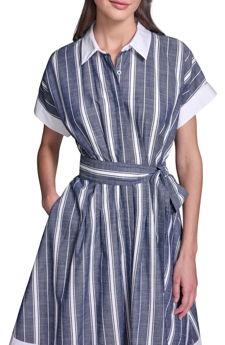 KARL LAGERFELD Melange Stripe Short Shirtdress, Alternate, color, 