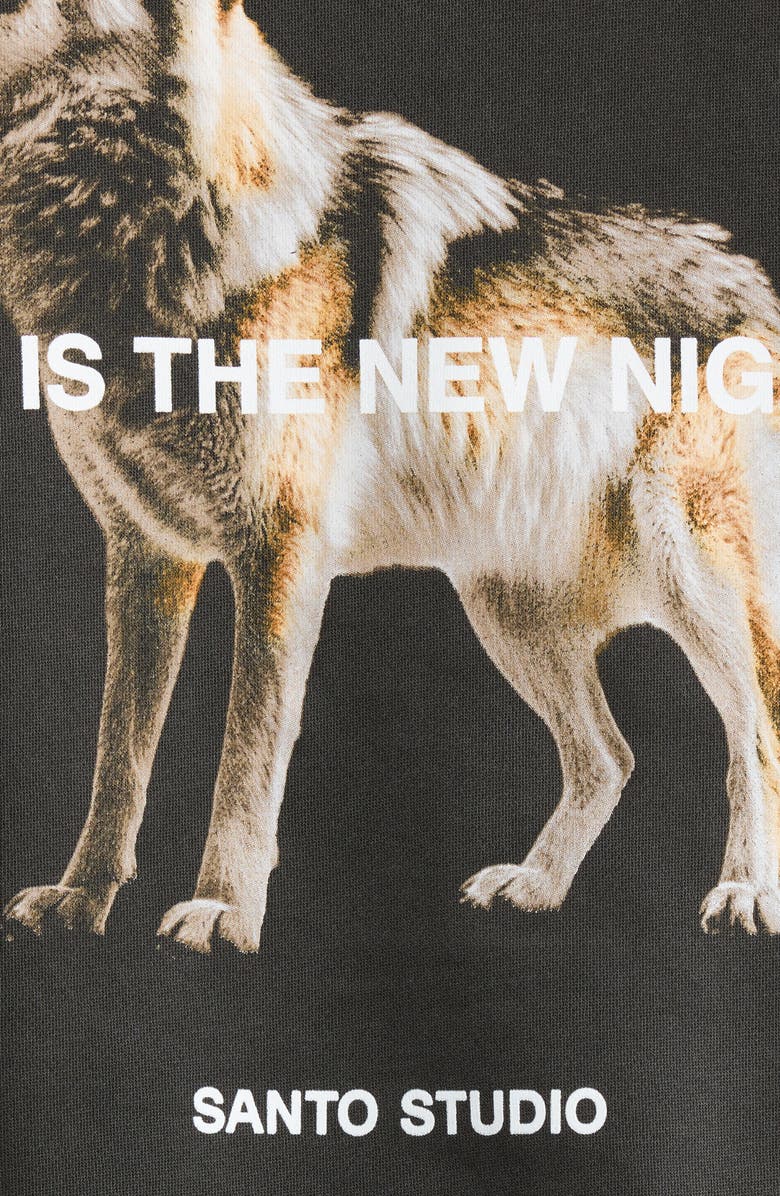 SANTO STUDIO Wolf Night Club Graphic Hoodie, Alternate, color, Vintage Black