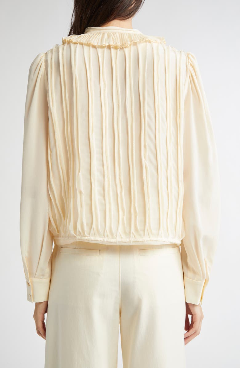 Ulla Johnson Karla Pintuck Pleated Silk Top, Alternate, color, Cowrie