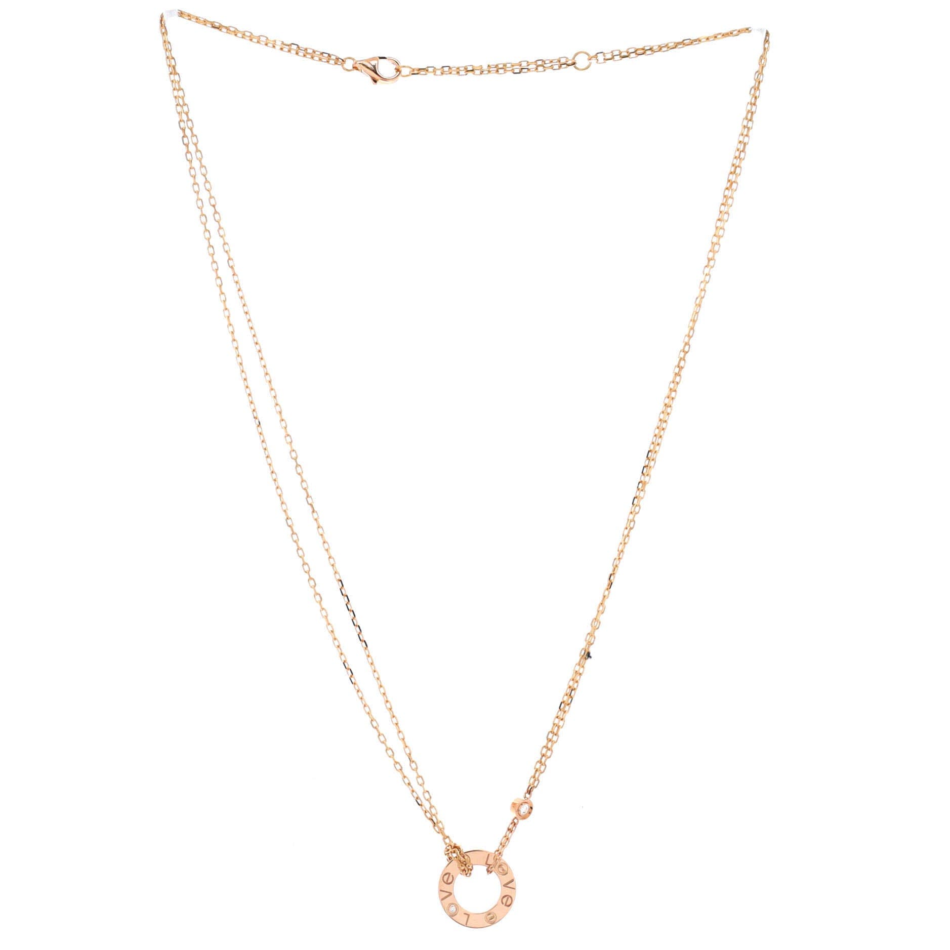 2 Diamonds Love Pendant Necklace 18K Rose Gold and Diamonds, Alternate, color, Metallic Gold