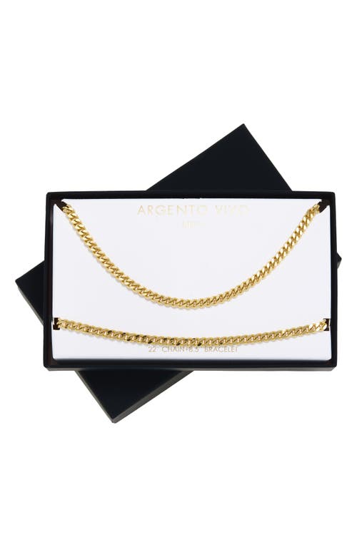 Argento Vivo Curb Chain Necklace & Bracelet Set In Gold