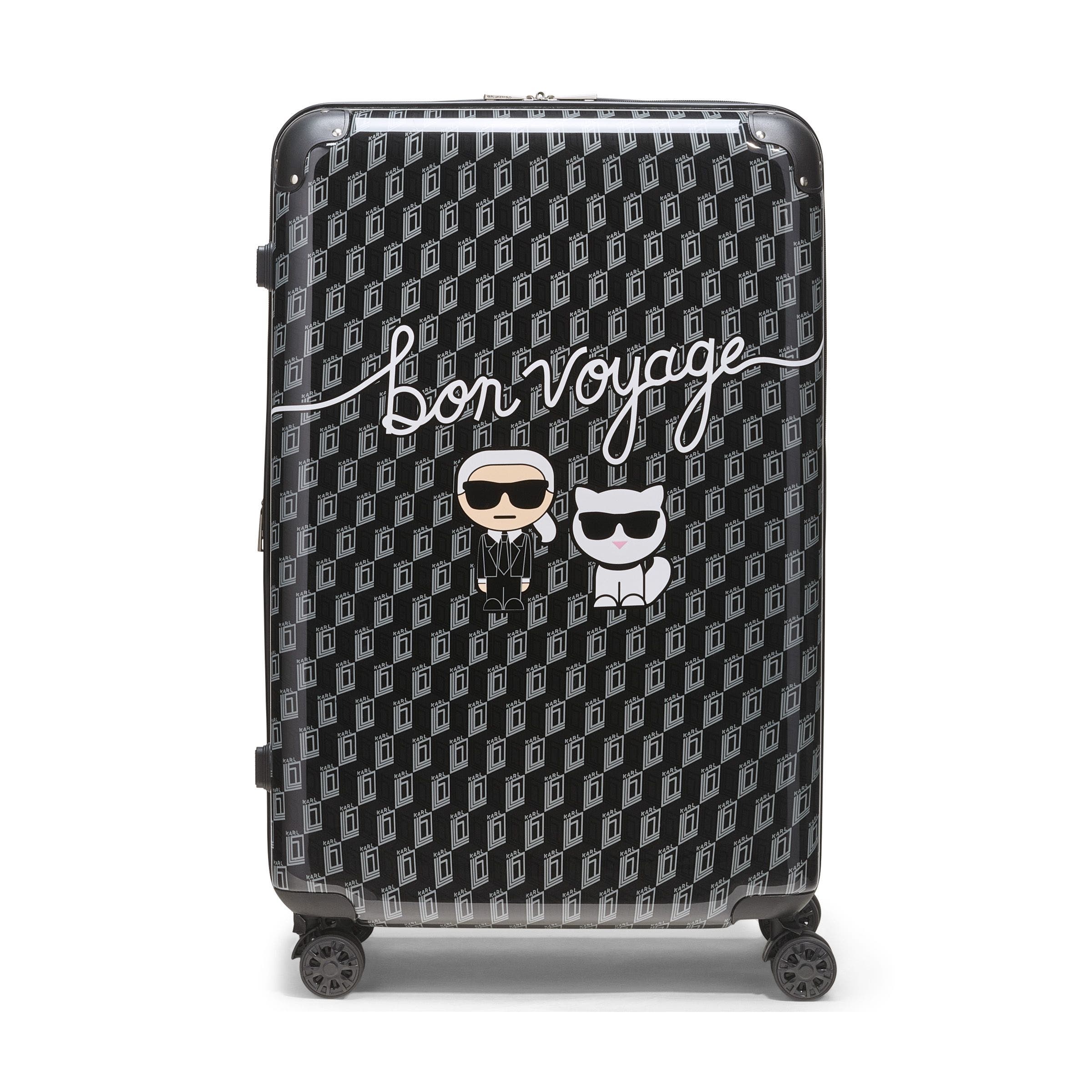 KARL LAGERFELD Bon Voyage Upright Suitcase, Main, color, Black/Grey