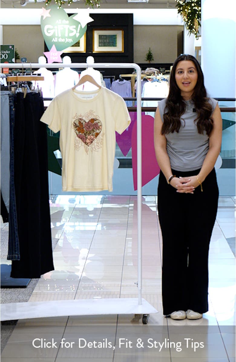 Classic Embroidered Floral Heart Cotton T-Shirt, sales video thumbnail