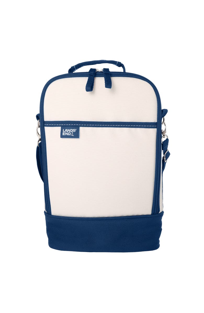 Lands' End Medium Wine Cooler Bag with 2 BPA-Free Glasses, Insulated Wine Bag for Travel, Main, color, Navy