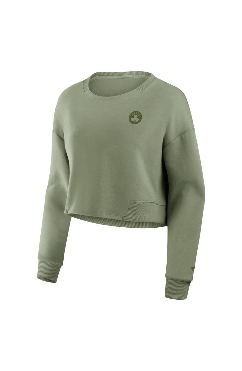 FANATICS Women's Fanatics Olive Boston Celtics Studio Tri-Blend Cropped Pullover Sweatshirt, Alternate, color, Olive