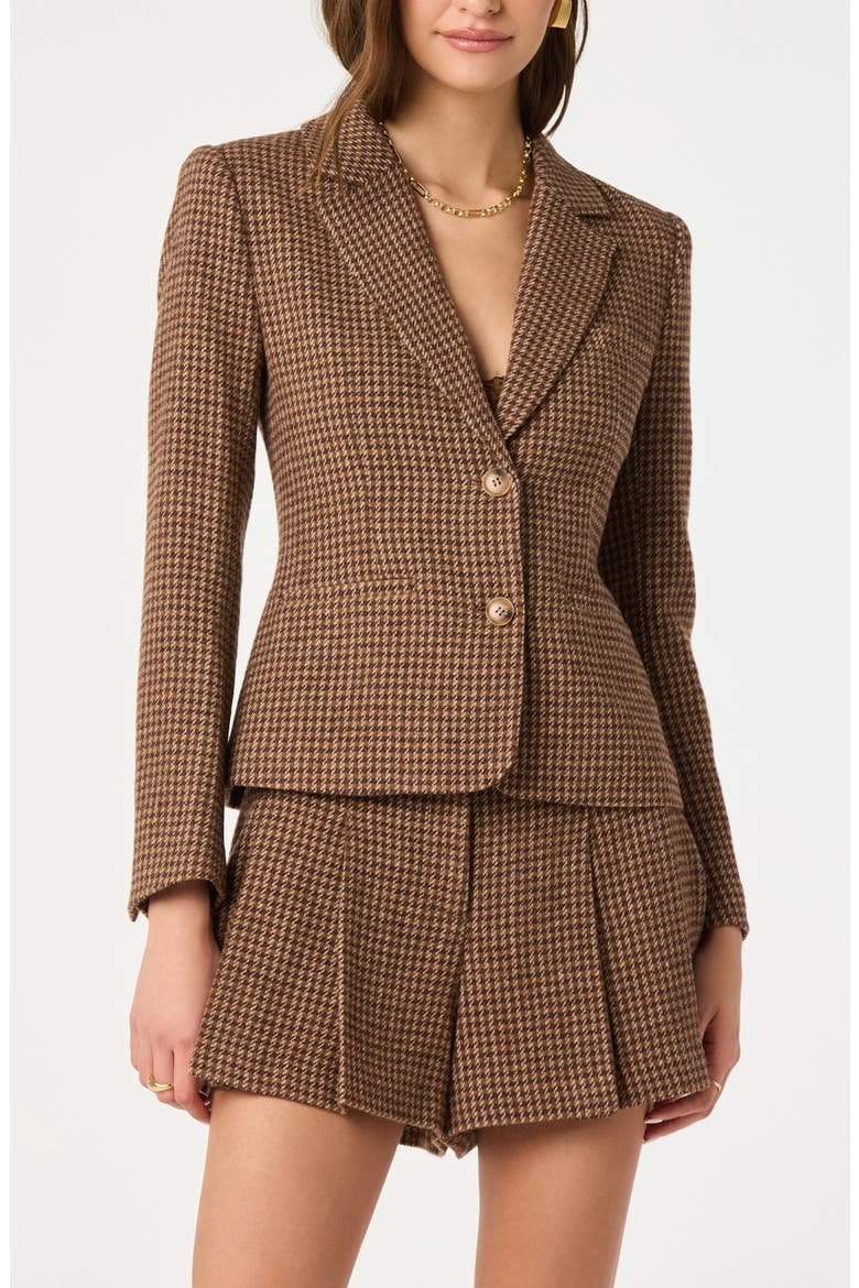 Check Pleated Wool Blend Shorts, Alternate, color, BROWN PLAID
