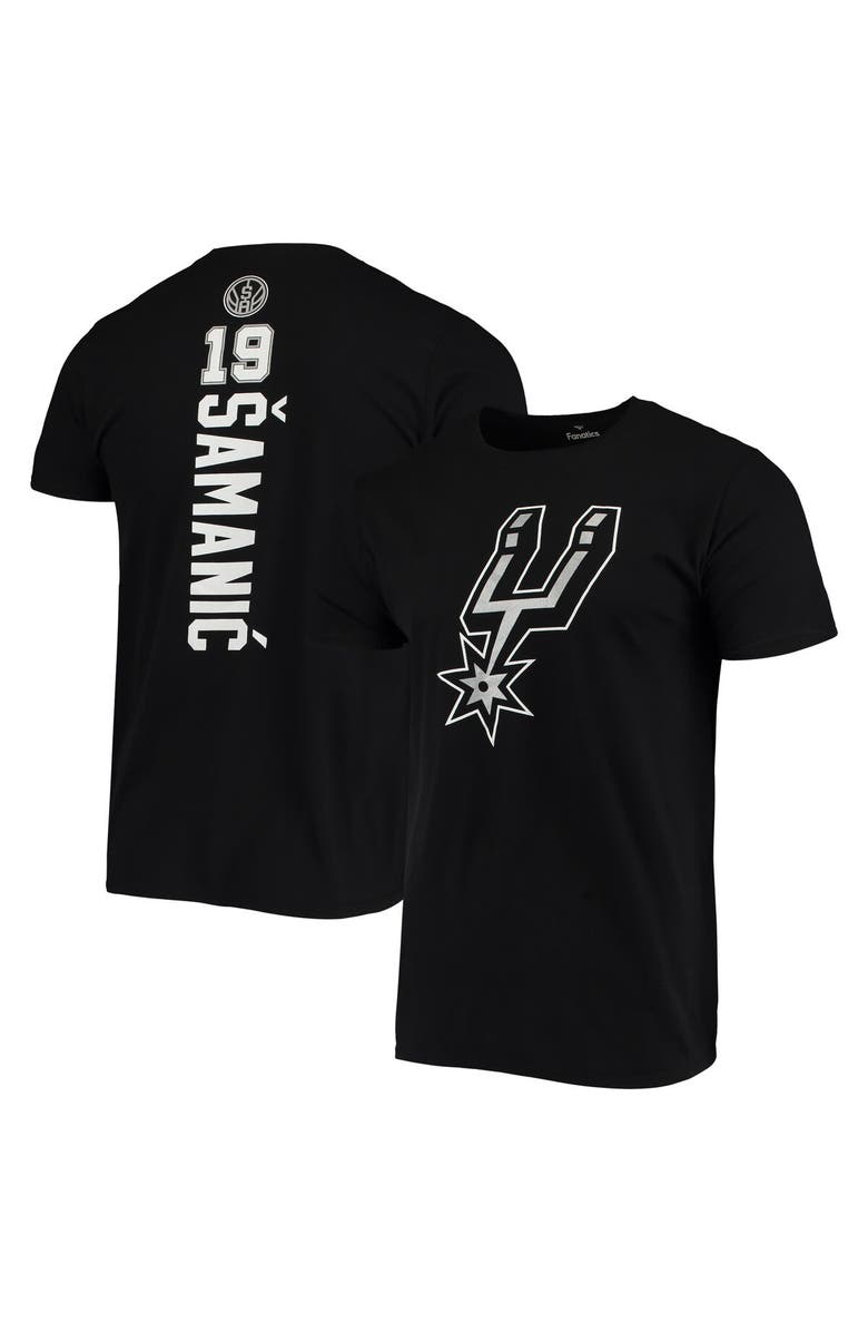 FANATICS Men's Fanatics Branded Luka Samanic Black San Antonio Spurs Playmaker Name & Number Logo T-Shirt, Main, color, Black