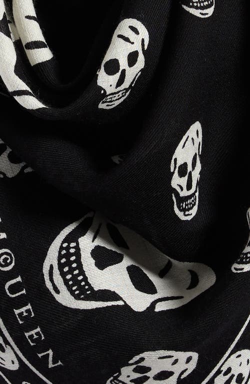 Alexander Mcqueen Mcqueen Skull Print Wool Fringe Scarf In Black