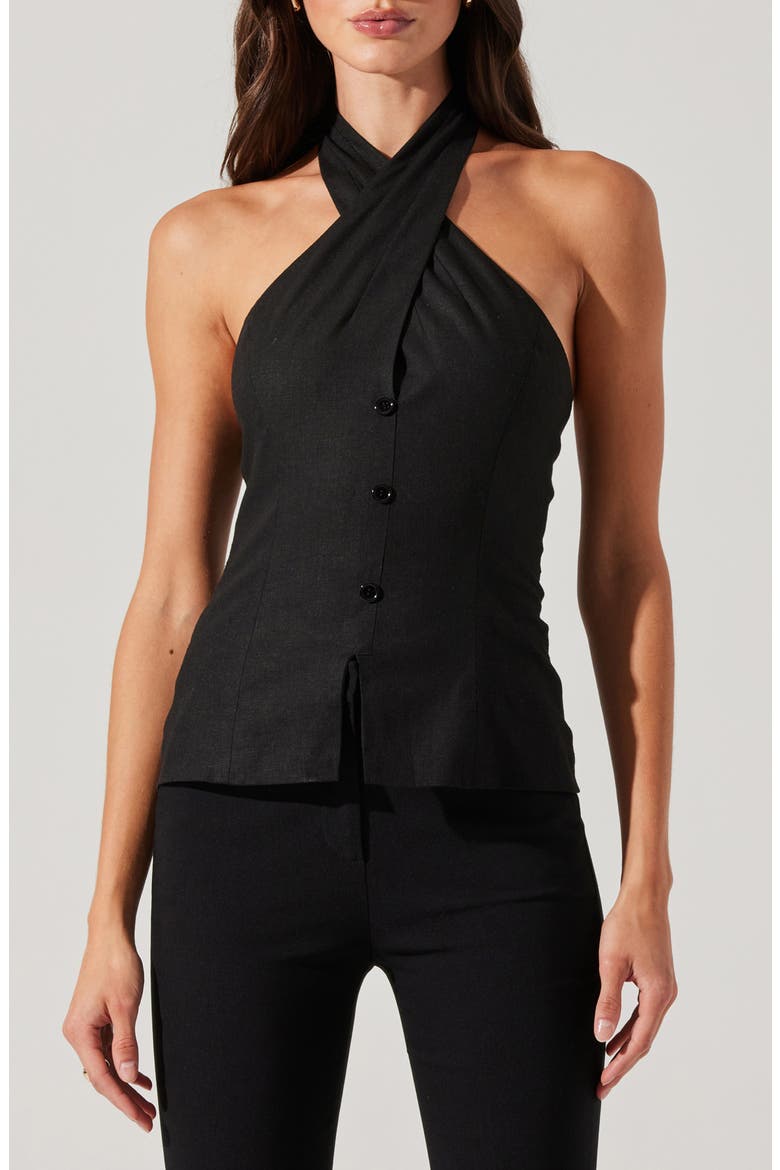 Yaritza Halter Neck Vest Top, Main, color, BLACK