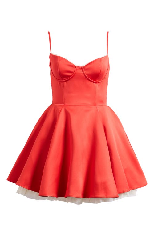 House Of Cb Minimoiselle Bustier Stretch Satin Minidress In Red