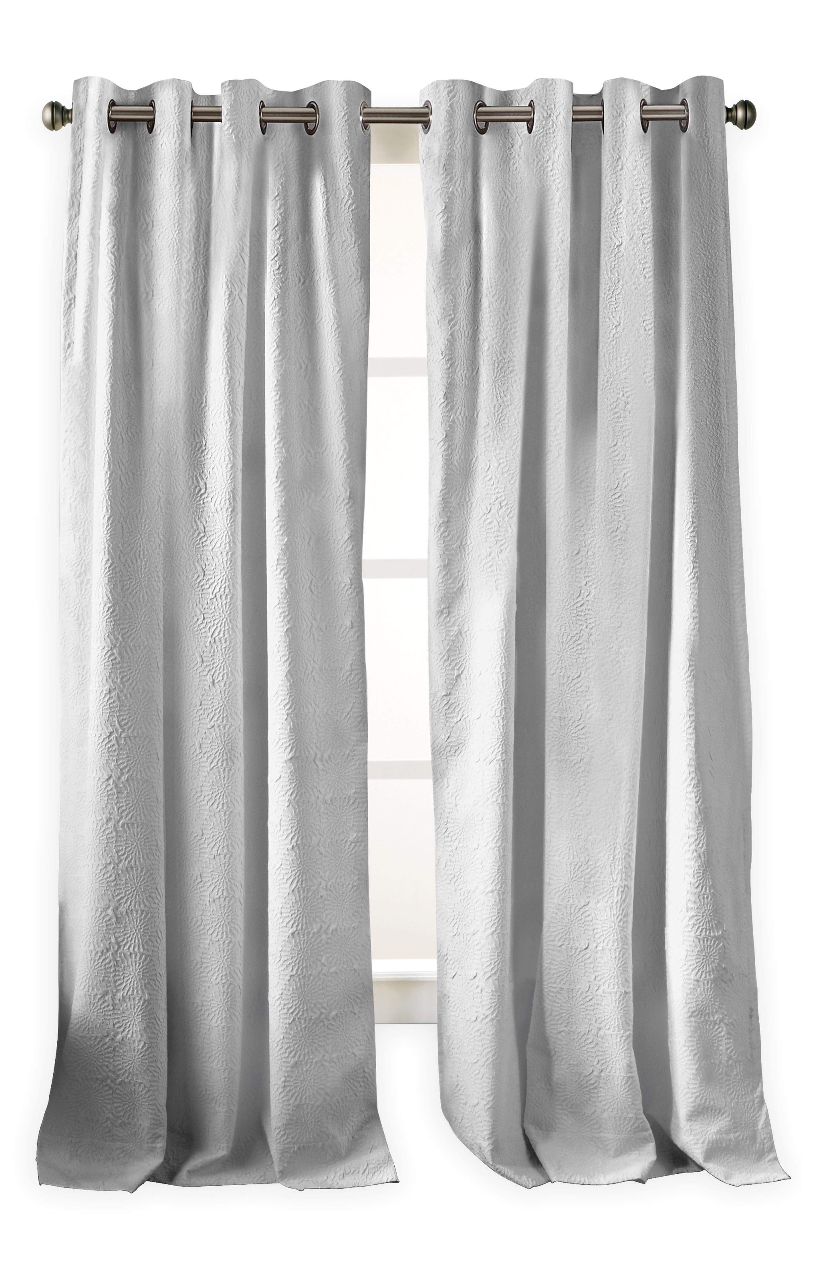 DKNY Chrysanthemum Floral Grommet Curtains in Grey 