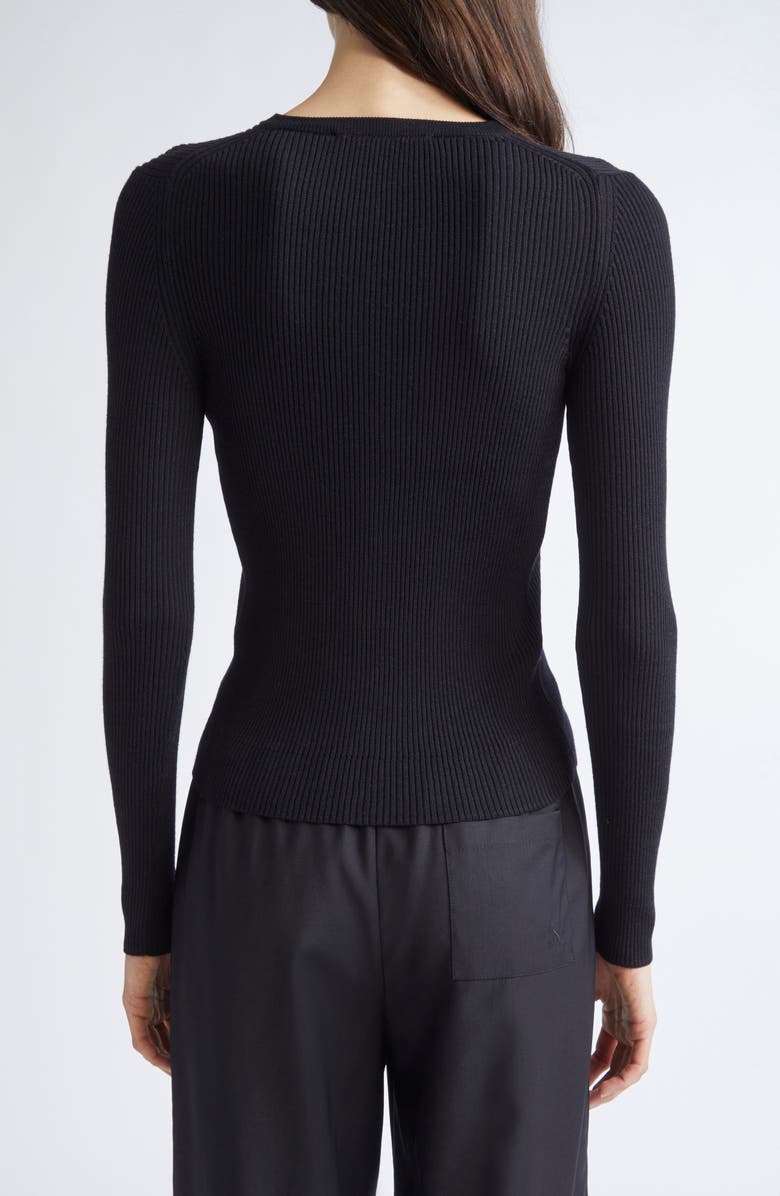 NACKIYÈ Insider Virgin Wool & Silk Rib Sweater, Alternate, color, Noir