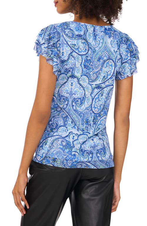 Vince Camuto Mesh Top Blouse In Canal Blue