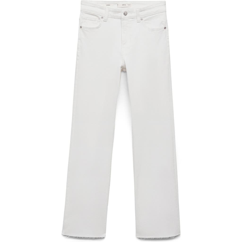 Mango Sienna Raw Hem Crop Flare Jeans In White