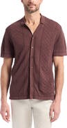 Robert Graham Delmar Short Sleeve Cotton Pointelle Button-Up Sweater