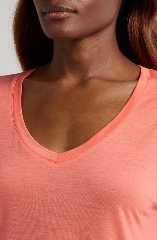 Smartwool Ultralite V-neck Short Sleeve T-shirt In Coral Reef