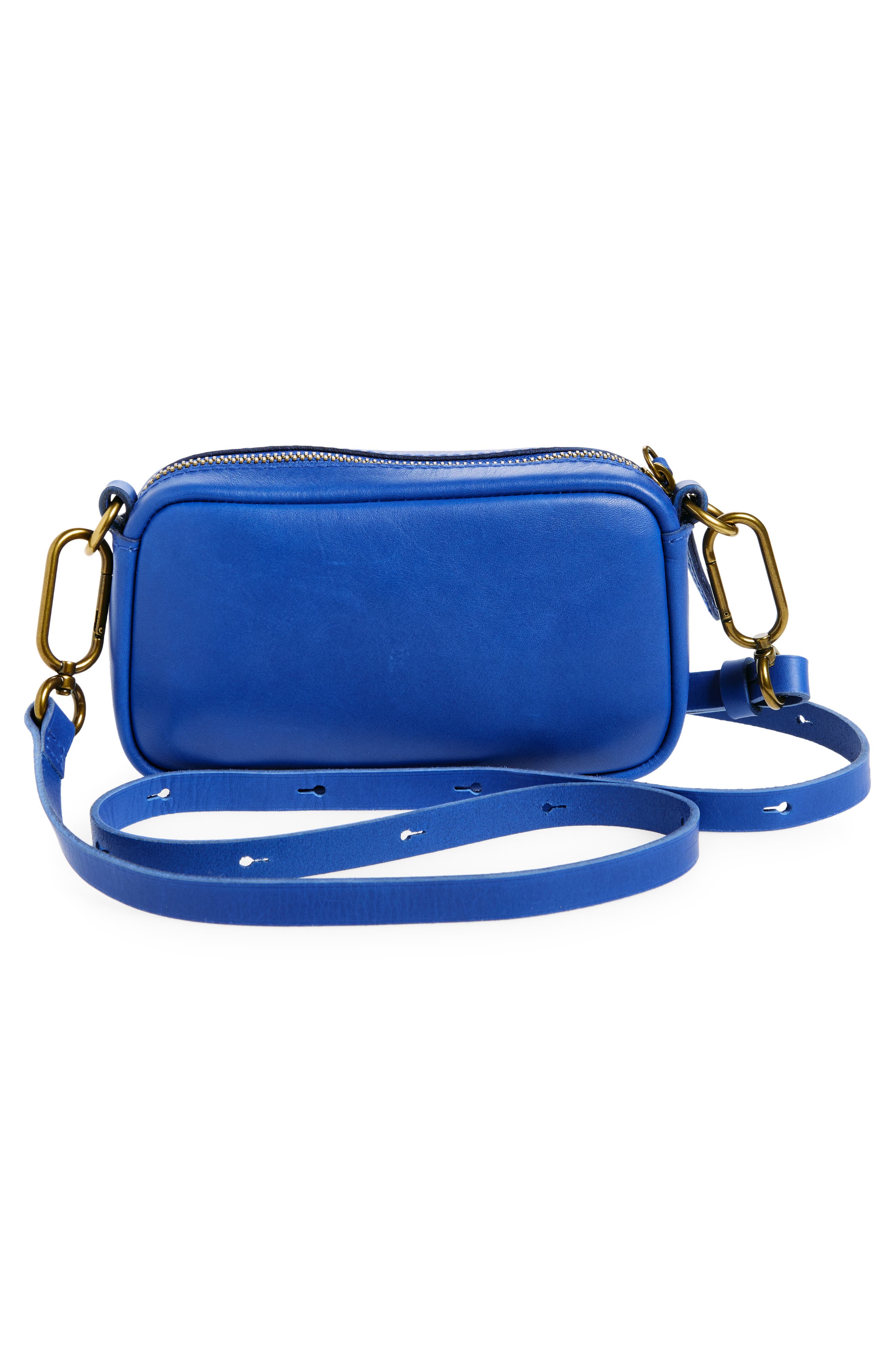 Madewell Mini The Leather Carabiner Crossbody Bag, Alternate, color, Bluestone