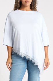 Renee C Lace Hem Asymmetric Top