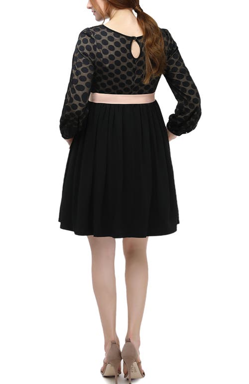 Kimi & Kai Macy Polka Dot Lace Maternity Dress In Black
