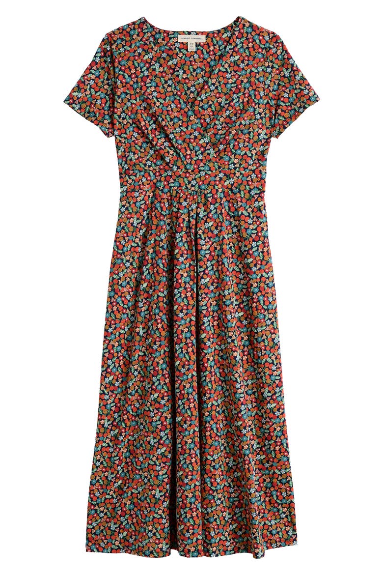 Chapelle Floral Print Midi Dress, Alternate, color, TOMATO BLOOMS MARITIME