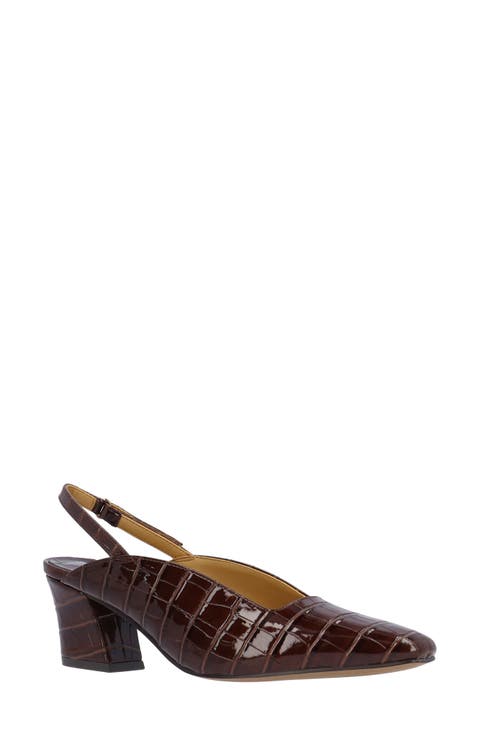 Stasia Croc Embossed Slingback Pump (Women)