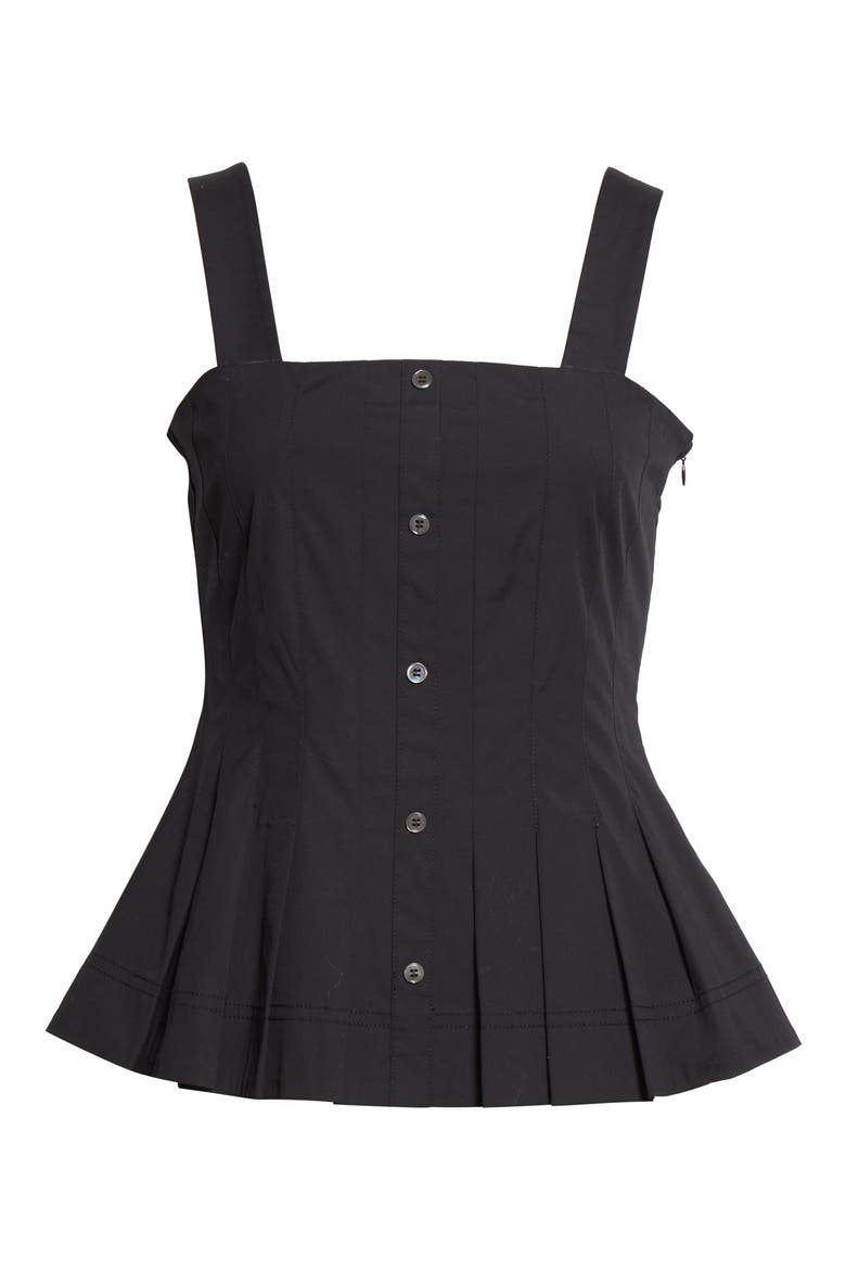 Laura Stretch Cotton Peplum Top, Alternate, color, BLACK