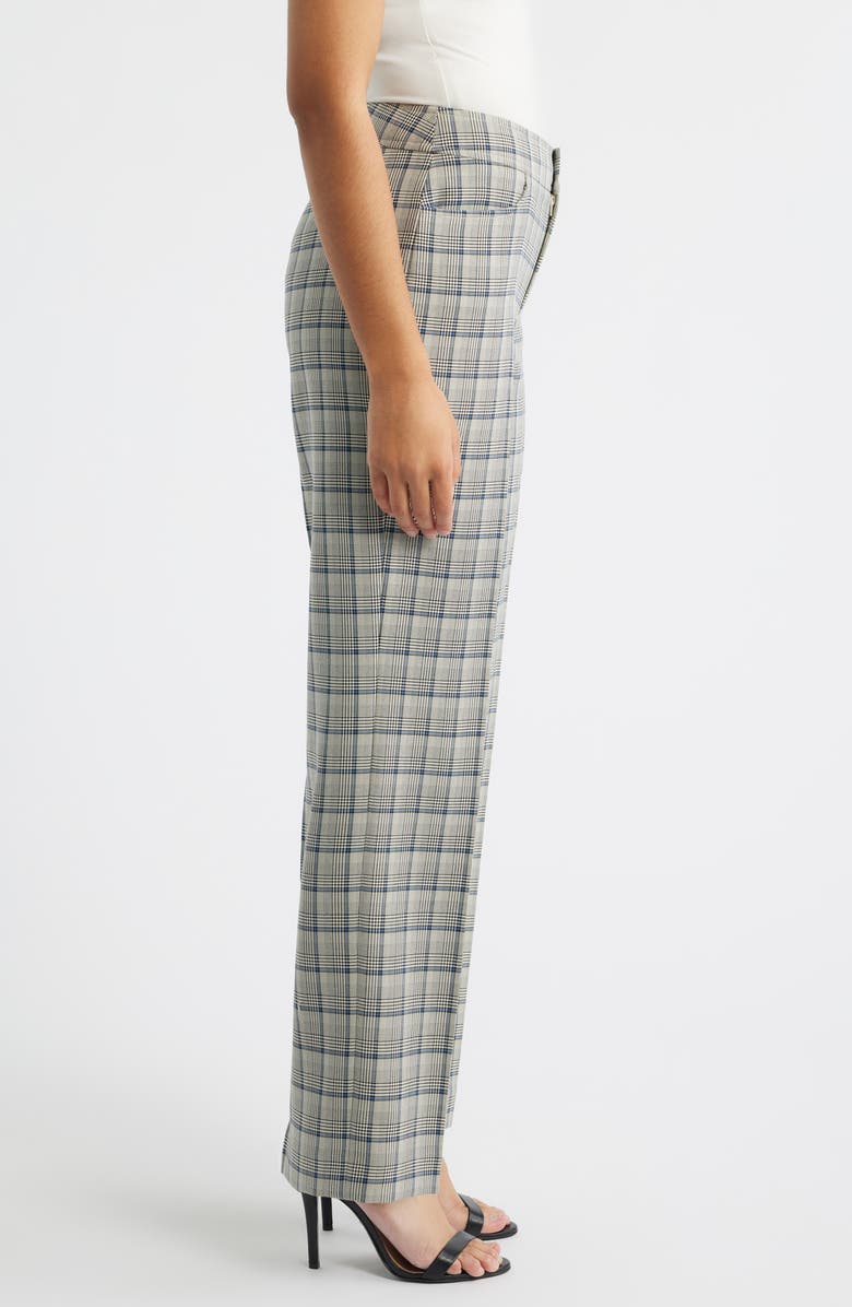 Anne Klein High Waist Check Pants, Alternate, color, Blue Carbon Multi
