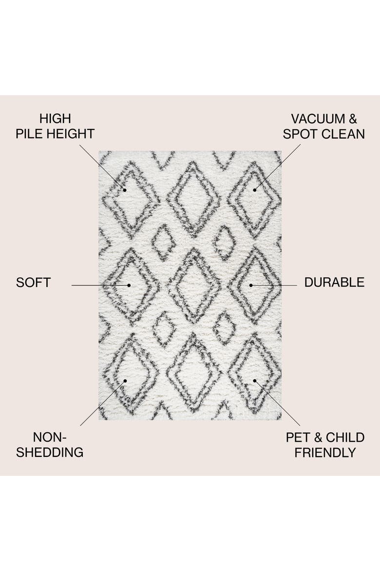Beni Moroccan Style Diamond Shag Area Rug, Alternate, color, Ivory/Dark Gray