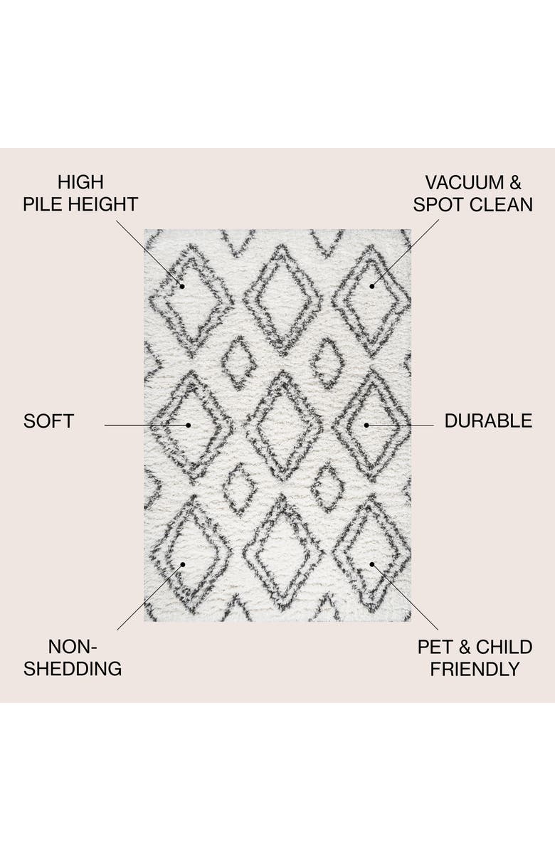 JONATHAN Y Beni Moroccan Style Diamond Shag Area Rug, Alternate, color, Ivory/Dark Gray