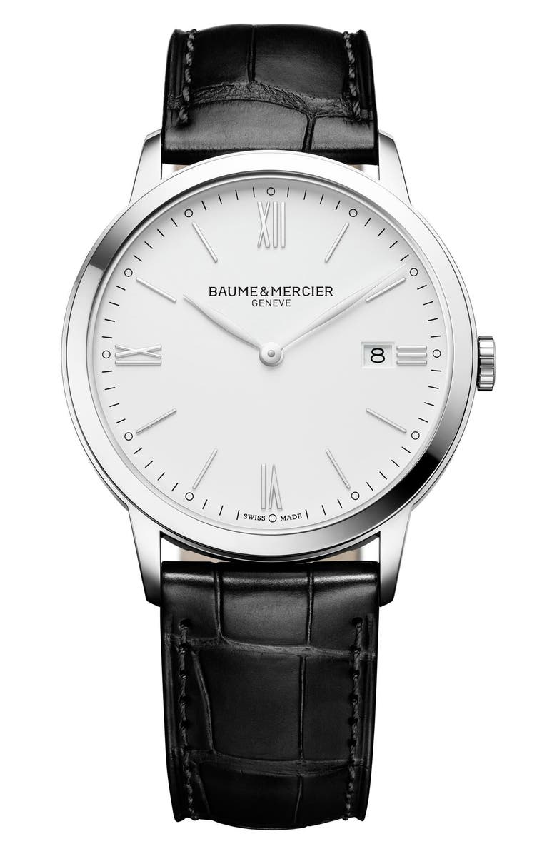 Baume & Mercier Classima Leather Strap Watch, 40mm, Main, color, 