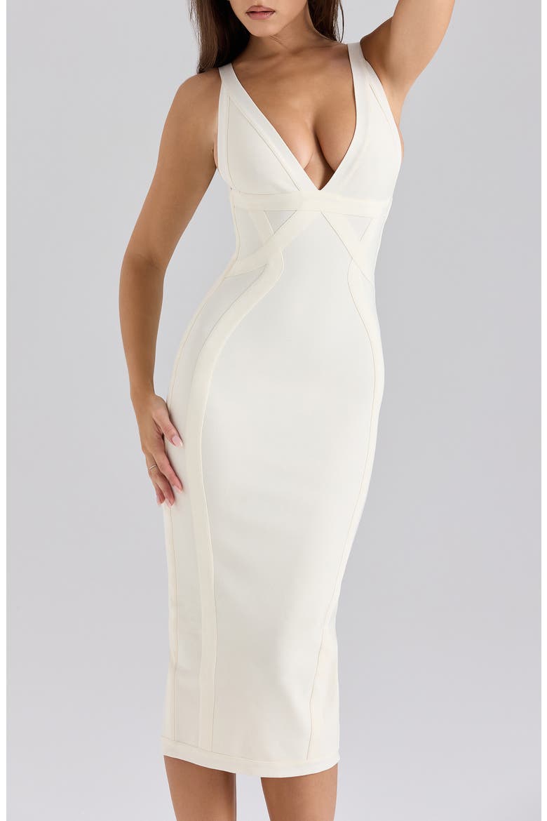 The Classic Midi Bandage Dress, Alternate, color, VANILLA