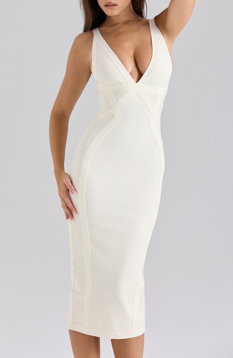 HOUSE OF CB The Classic Midi Bandage Dress, Alternate, color, Vanilla