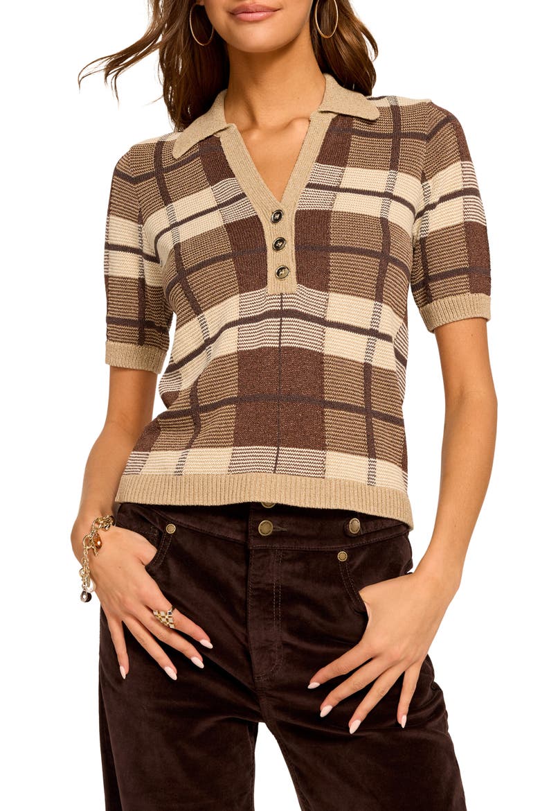 Melanie Plaid Polo, Main, color, HERITAGE BROWN PLAID