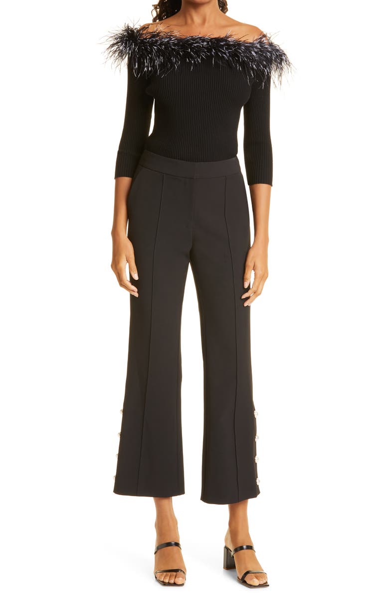Milly Paige Cady Crop Trousers, Main, color, Black