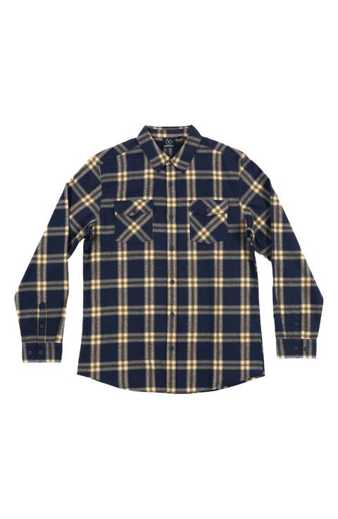 Plaid Flannel Button-Up Shirt
