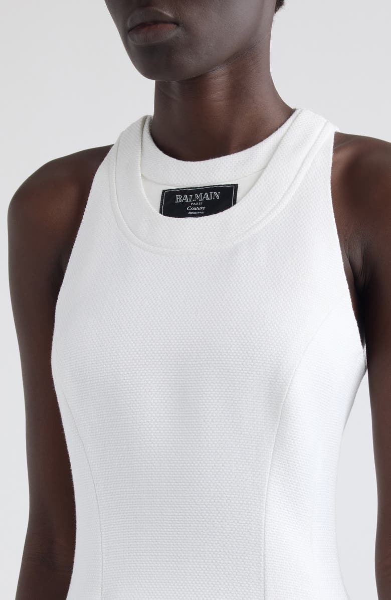 Balmain Pleated Fit & Flare Tweed Minidress, Alternate, color, 