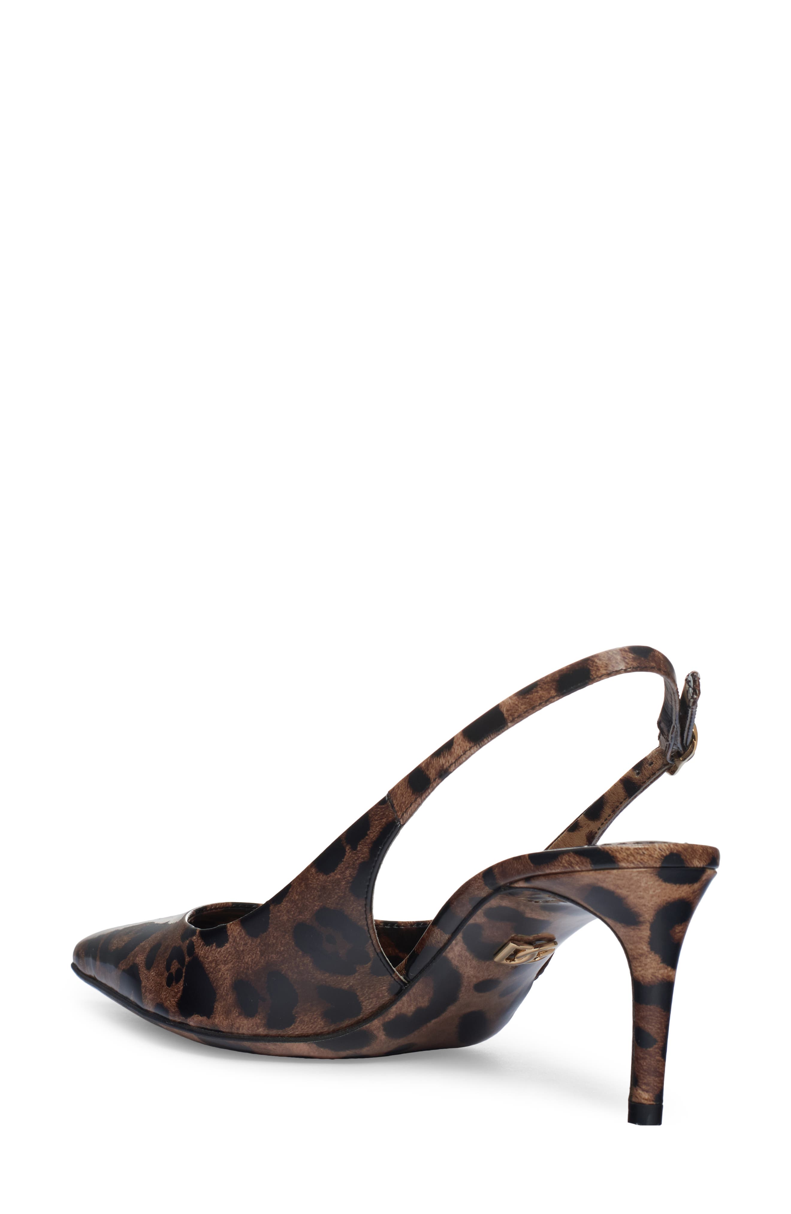 Dolce&Gabbana Lollo Leopard Print Pointed Toe Slingback Pump, Alternate, color, Brown Print Leopard
