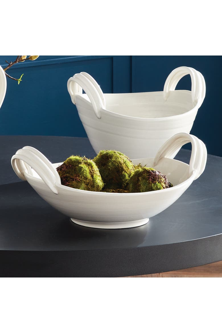 Modena Decorative Low Bowl, Alternate, color, White