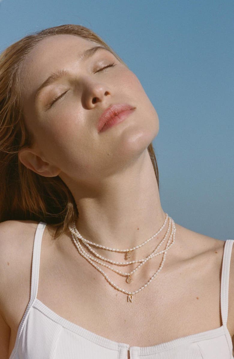 st. Moran Initial Freshwater Pearl Beaded Necklace, Alternate, color,