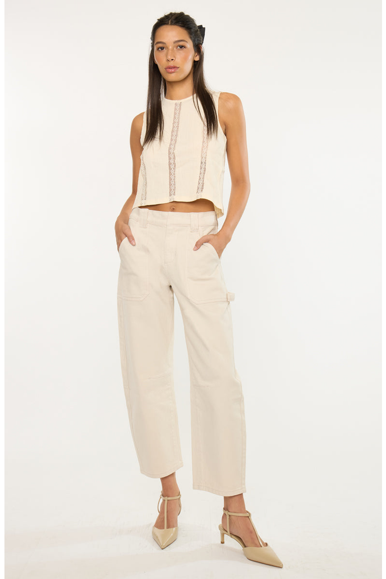 Serene Low Slung Barrel Jeans, Alternate, color, Ecru