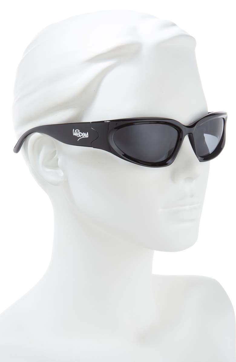 Wisdom Frame 5 Rectangular Sunglasses, Alternate, color, Black/ Black