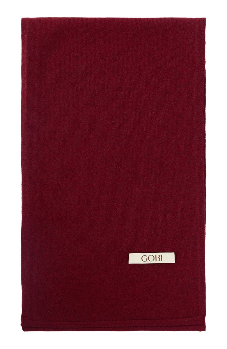 GOBI Mongolian Cashmere Cashmere Jersey Knit scarf, Main, color, Bordeaux