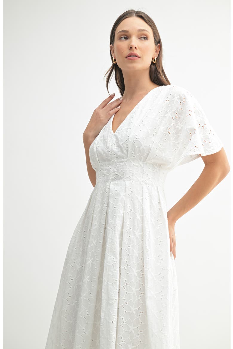 Dolman Sleeve Eyelet A-Line Dress, Alternate, color, IVORY